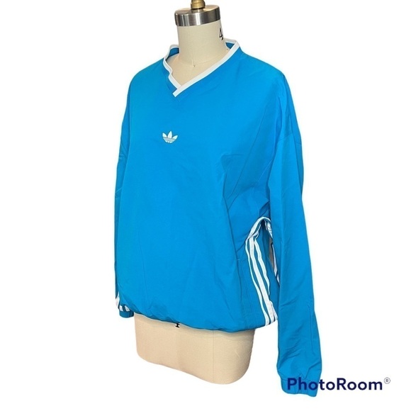 Adidas Wind Pullover Jacket Gender Neutral Teal Blue V Neck EUC - Picture 9 of 14
